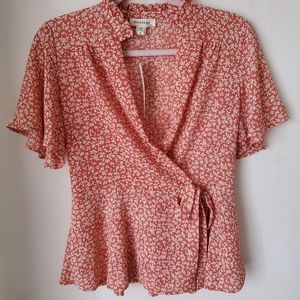 Coral color floral blouse NWT